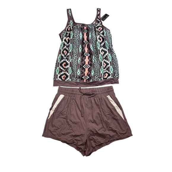 NWT Summer Mae Tankini Swimsuit, Size M, Aztec Print - Picture 1 of 8